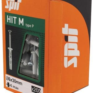 Caja naranja de 200 tacos con tornillo 6x30mm SPIT