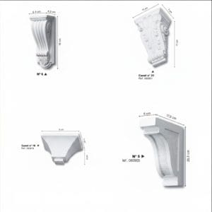 Ménsulas decorativas de escayola - Modelos N°6, N°31, N°18 y N°5 con medidas