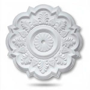 Plafón de escayola decorativo floral - Rosetón blanco ornamental para techo