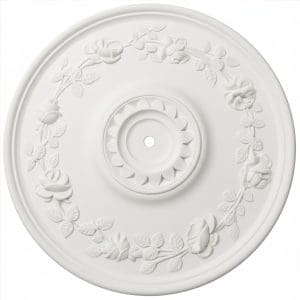 Plafón decorativo de escayola 39cm con relieve de rosas y flores para techo