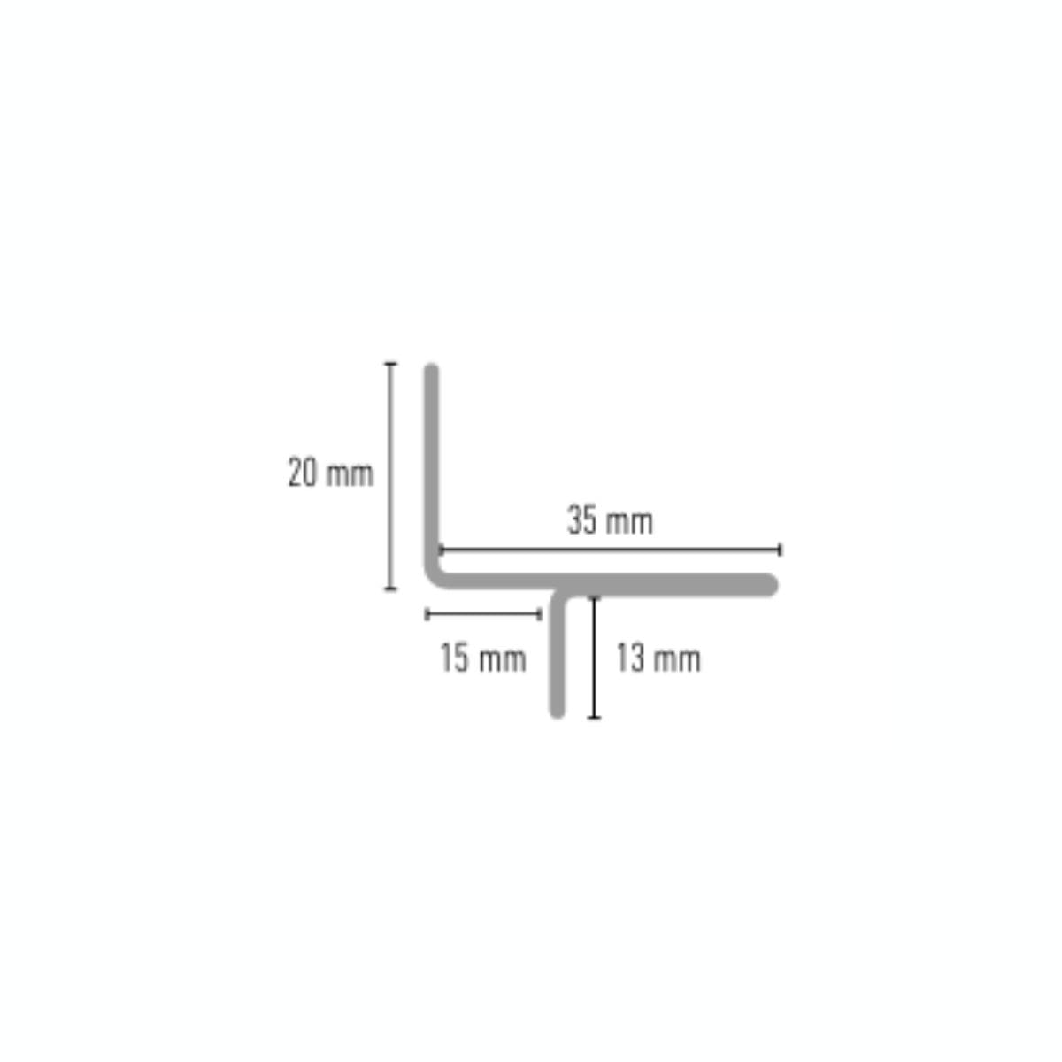 Medida perfil aleta blanca galvanizado prelacado para placas de yeso 15x13 mm