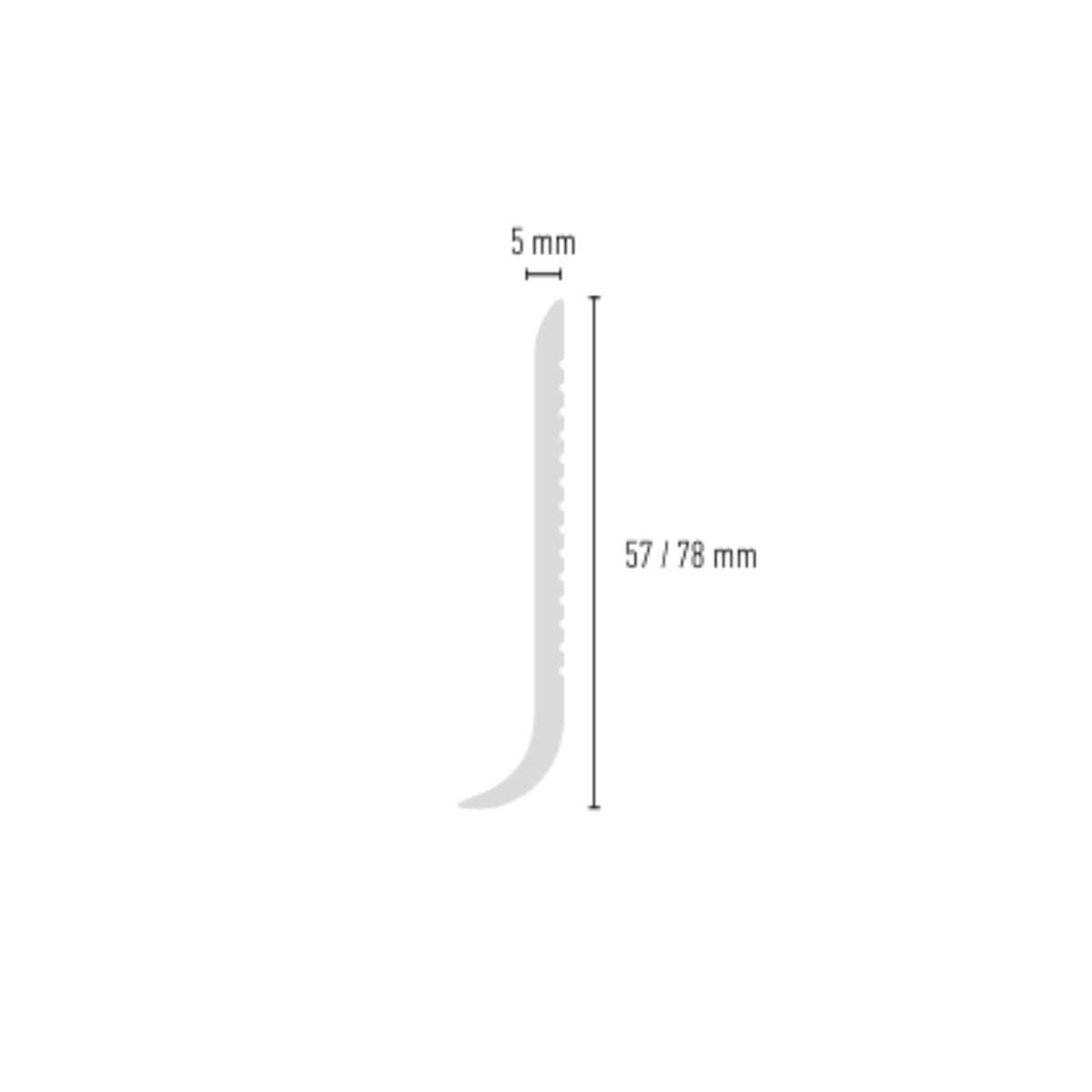 Medidas Zócalo Z8 de poliestireno extruido blanco disponible en 57 y 78 mm