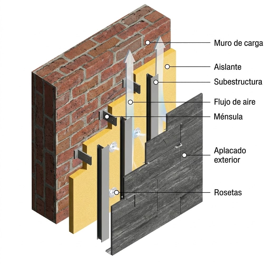 grafico explicado de como seria el montaje de una fachada ventilada grafico explicado de como seria el montaje de una fachada ventilada