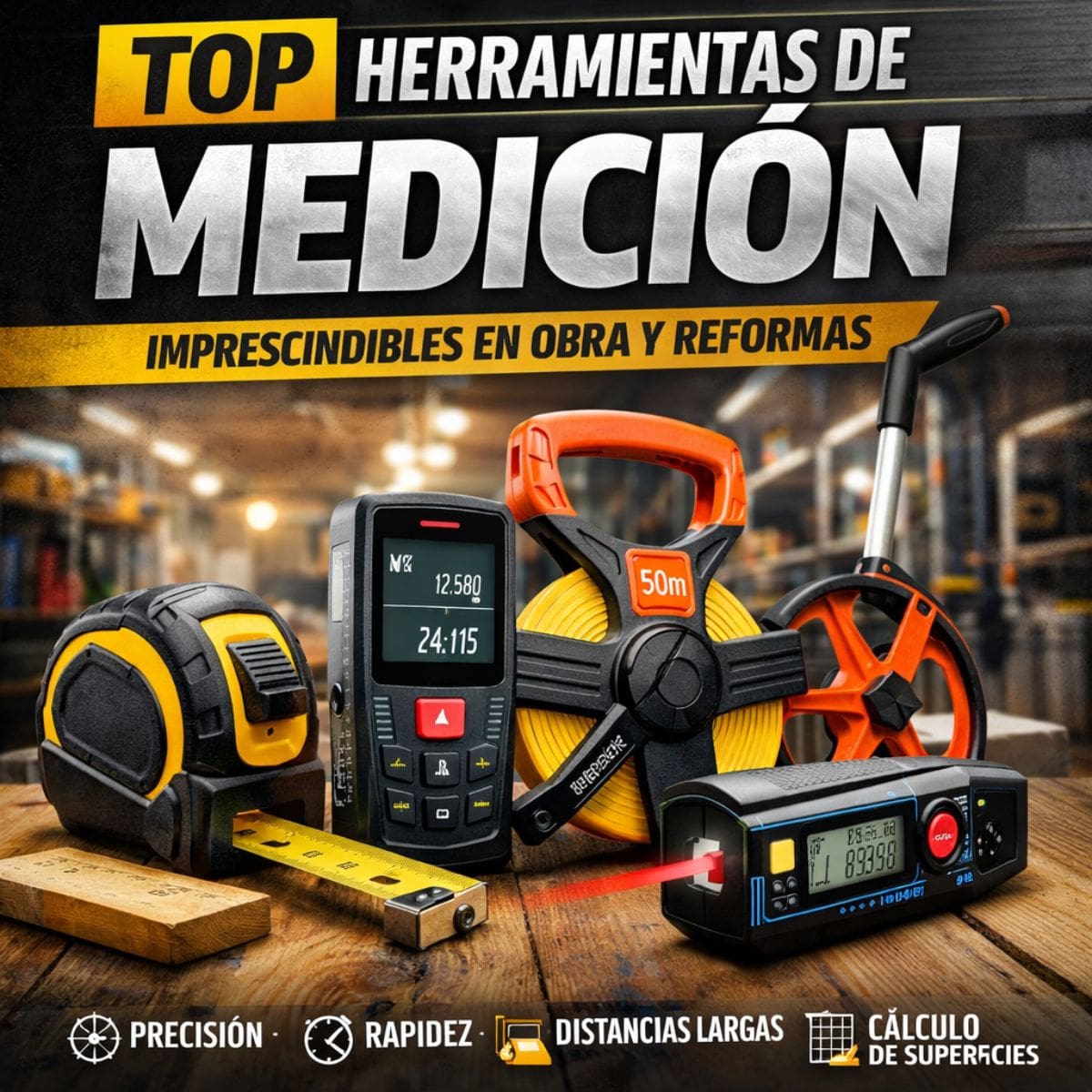 herramientas medicion obra reformas flexometro distanciometro cinta metrica profesional