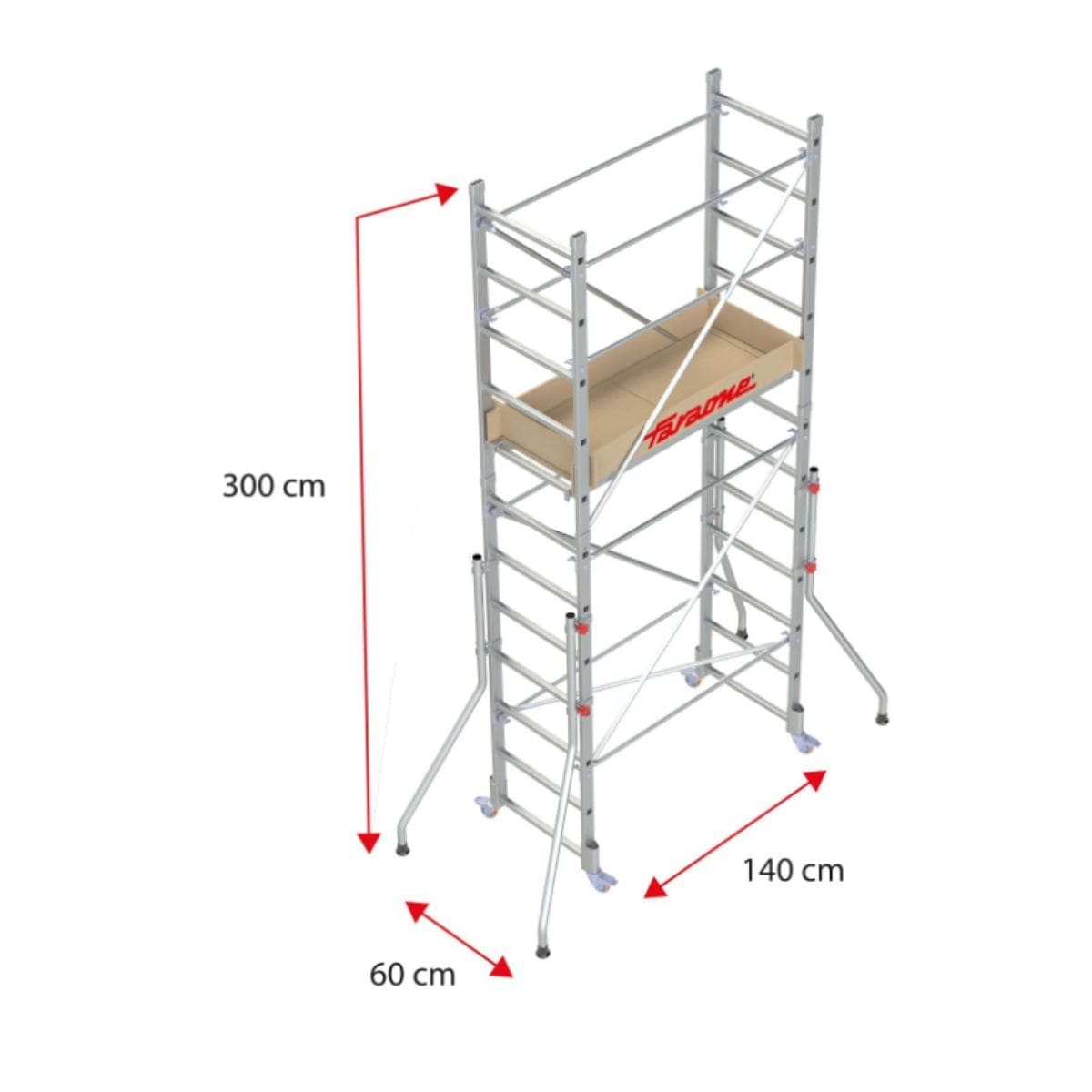 Andamio modular de aluminio Faraone Rapido 140 altura 300 cm con estabilizadores