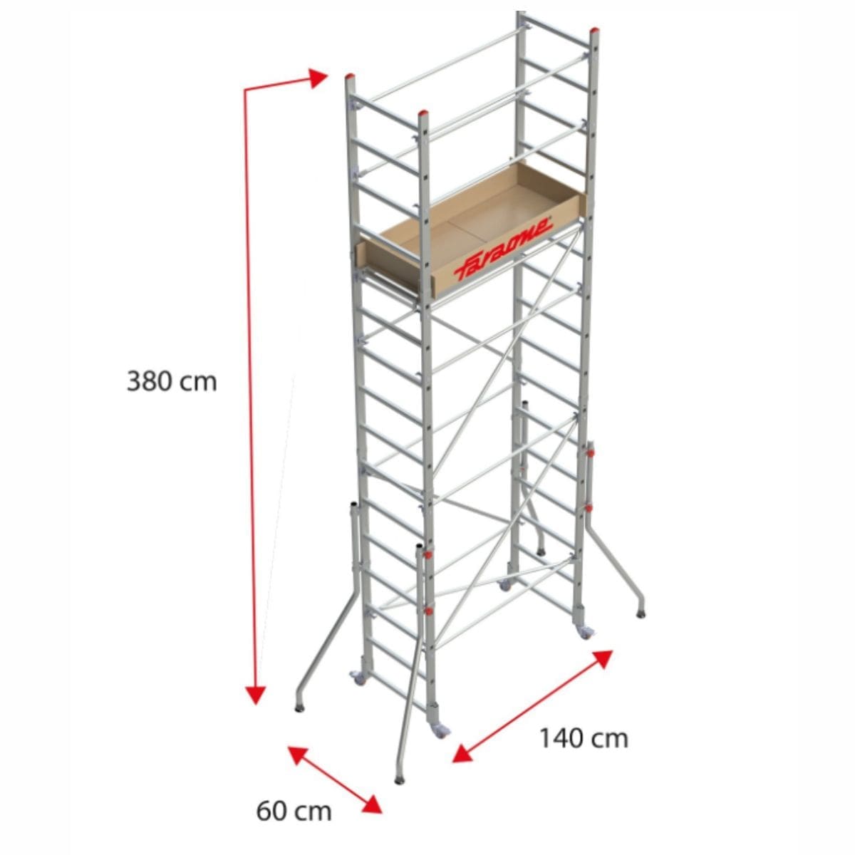 Torre móvil profesional Faraone Rapido 140 altura 390 cm para trabajos en altura