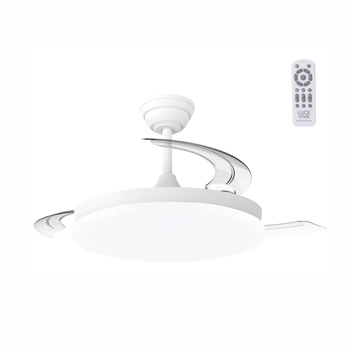 Ventilador de techo DC Marele blanco con luz LED integrada y mando a distancia