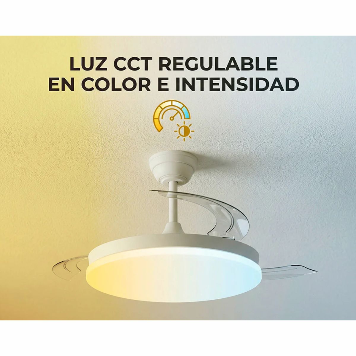 Ventilador de techo silencioso con motor DC y función verano invierno