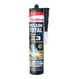 Adhesivo multimaterial Fischer Pegado Total X3 290 ml – alto agarre en 10 s, base agua sin disolventes, ideal para interiores y exteriores