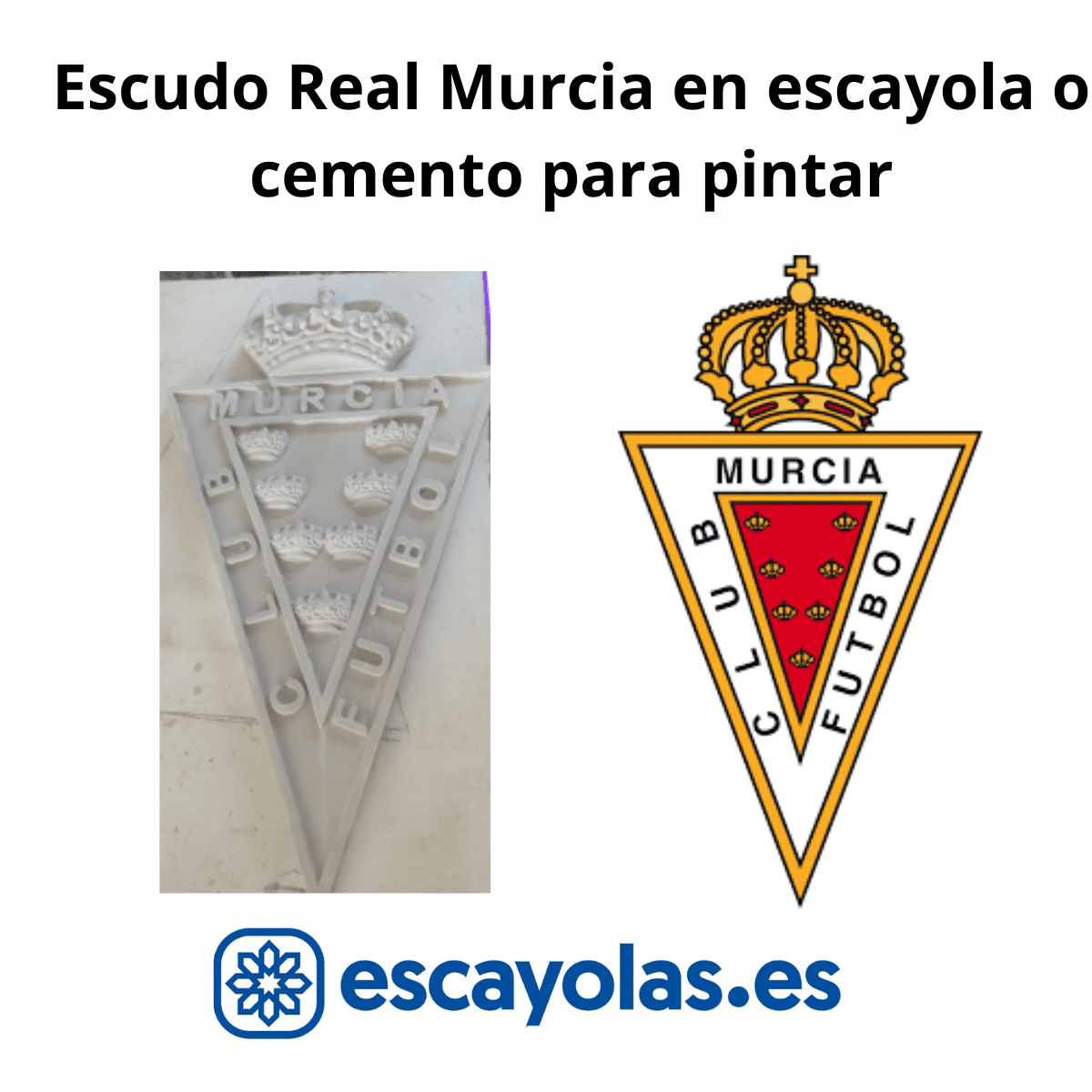 Escudo en escayola o cemento Real Murcia para pintar