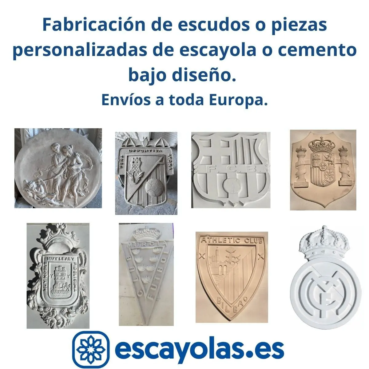 Fabricación de escudos bajo diseño de escayola o cemento con envios a toda europa
