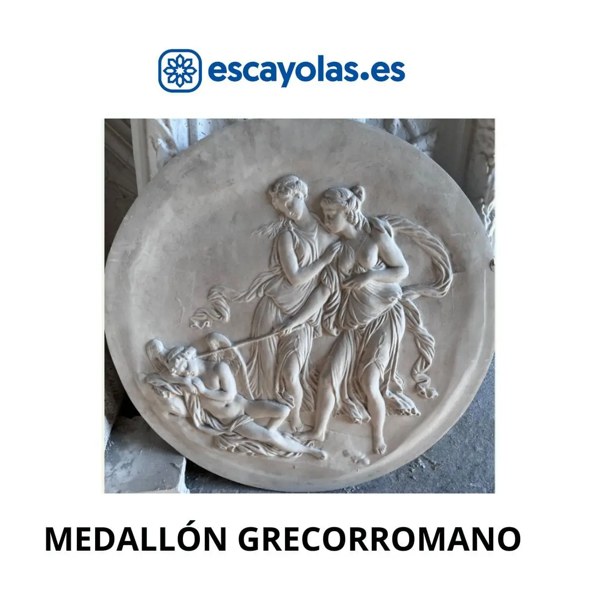 Medallon grecorromano tres mujeres con tunicas
