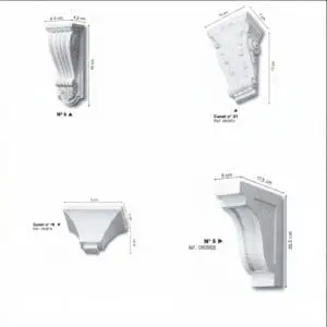 Ménsulas decorativas de escayola - Modelos N°6, N°31, N°18 y N°5 con medidas
