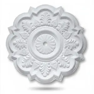 Plafón de escayola decorativo floral - Rosetón blanco ornamental para techo