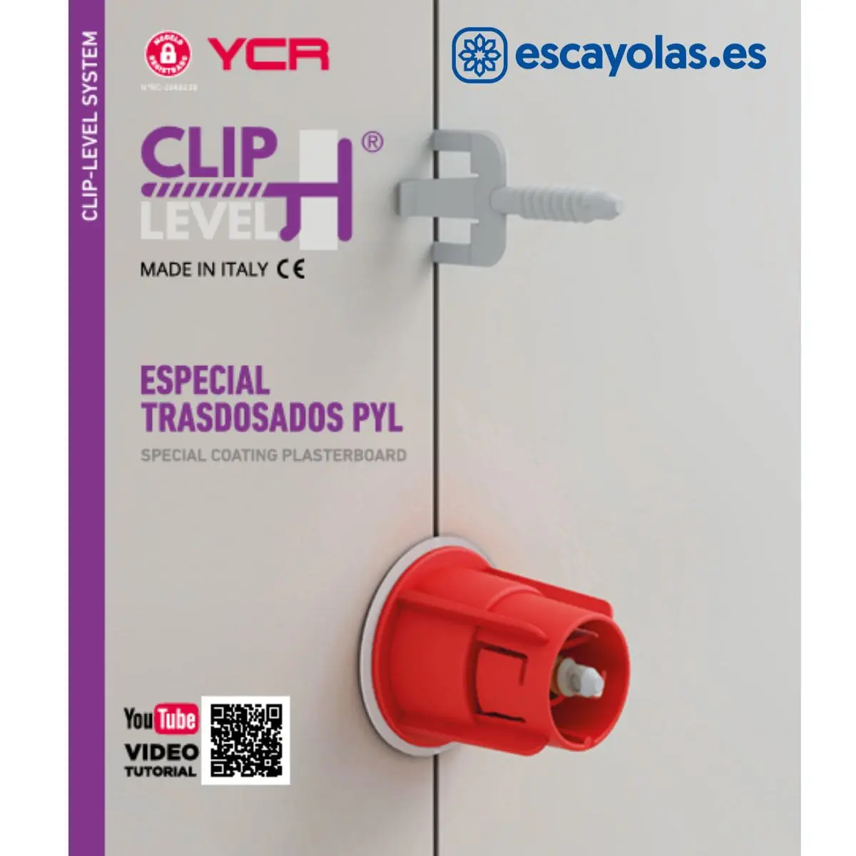 Sistema CLIP-LEVEL para trasdosados PYL con nivelador y rosca autoextraíble