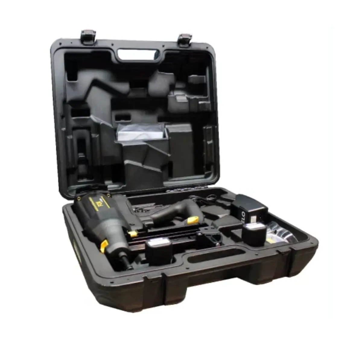 Contenido de la caja CELO FOX20 – Clavadora, batería, cargador y maletín profesional