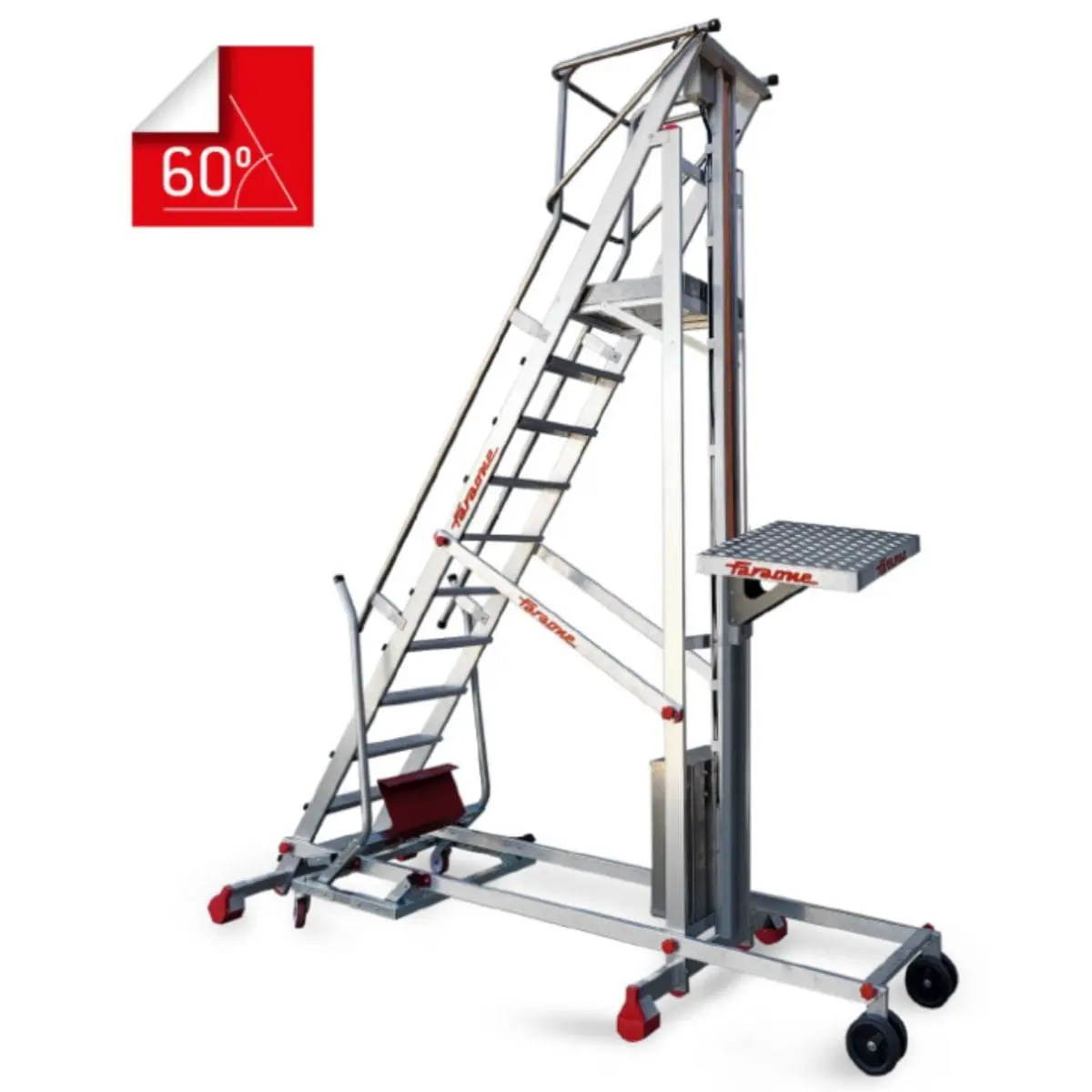 Escalera Faraone PICK con plano de carga eléctrico