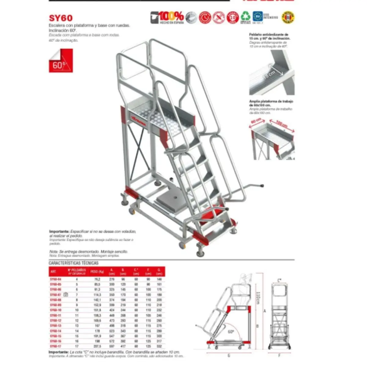 Escalera profesional para logística y picking