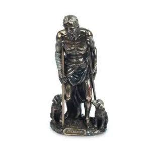 Figura religiosa de San Lázaro en resina