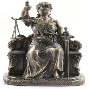 Figura decorativa de diosa griega de la justicia en resina
