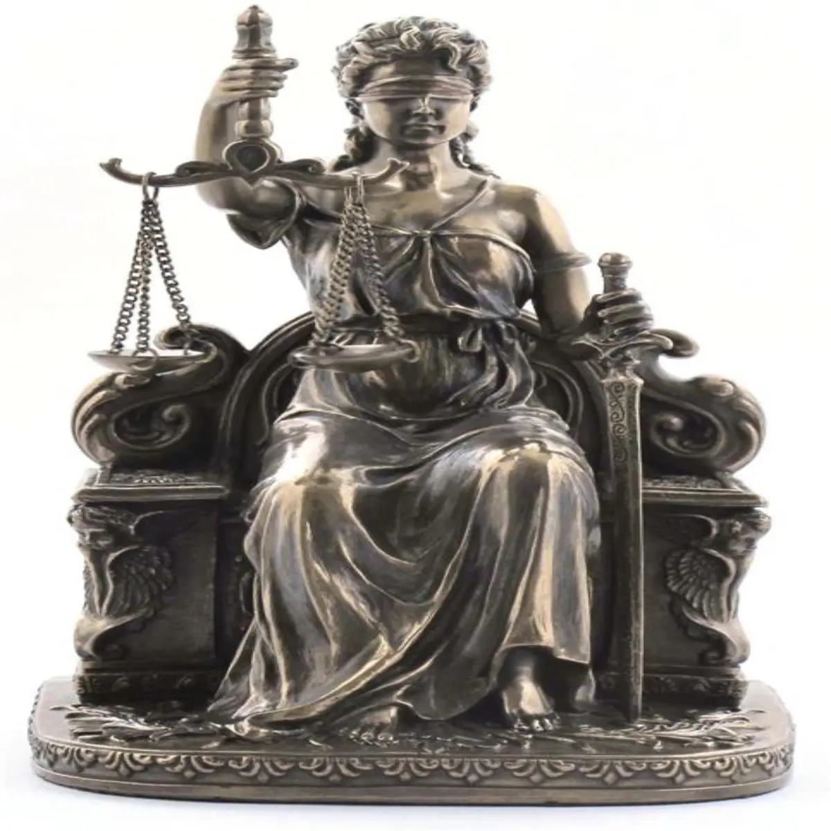 Figura decorativa de diosa griega de la justicia en resina
