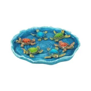 Set de 12 tortugas decorativas con bandeja de resina
