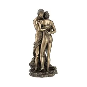 Figura Los amantes de resina con acabado bronce 27 x 12 x 12 cm