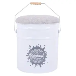 Taburete con almacenamiento de metal estilo industrial
