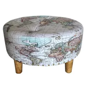 Taburete decorativo World Map de MDF y PVC de 60 cm