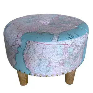 Taburete World Map de MDF y PVC 33 x 48 x 48 cm