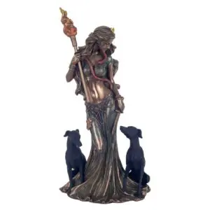 Hécate diosa griega de la magia con perros de resina