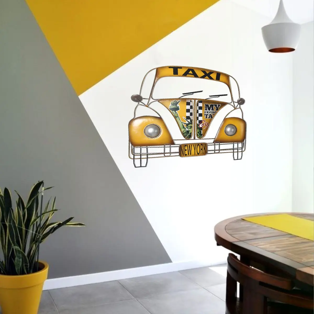 Adorno de pared coche vintage vista lateral
