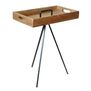 Bandeja con patas de madera 58 x 35 x 45 cm estilo rústico