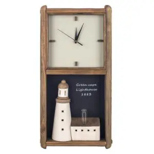 Reloj de pared con diseño de faro de madera
