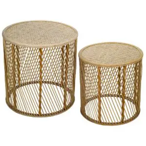 Set de 2 mesas auxiliares de bambú estilo natural