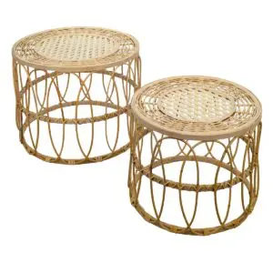 Set de 2 mesas de ratán 60x60 y 50x50 cm