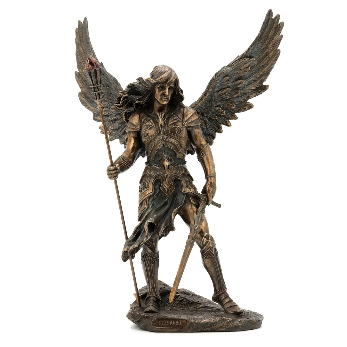 Figura de arcángel de resina 31 x 11 x 26 cm