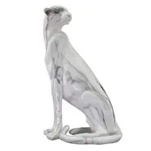 Figura decorativa de leopardo sentado de resina 40 cm