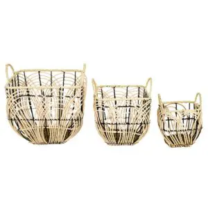 Set de 3 cestas de espadaña estilo bohemio