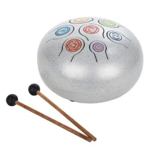 Tambor de metal con bolsa de yute 21 cm