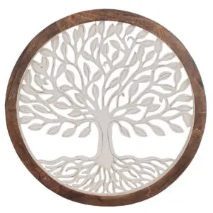 Adorno pared árbol vida madera mango 63 cm