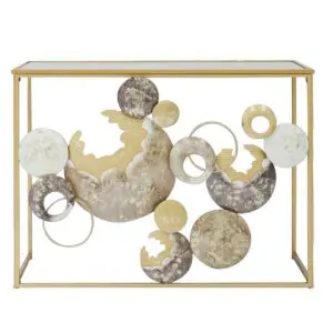 Consola de metal y cristal 108x38x80 cm estilo contemporáneo