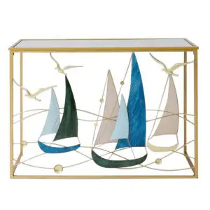 Consola de metal y cristal 108x38x80 cm estilo contemporáneo