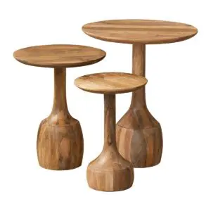 Set de 3 mesas auxiliares de madera de mango estilo bohemio