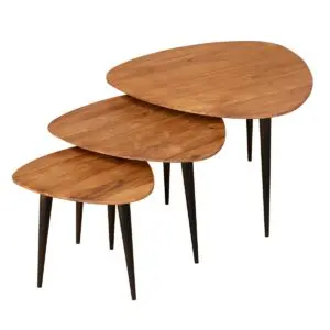 Set de 3 mesas auxiliares de madera de mango