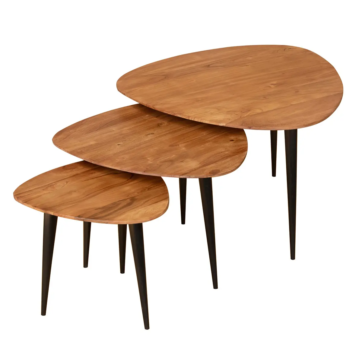 Set de 3 mesas auxiliares de madera de mango