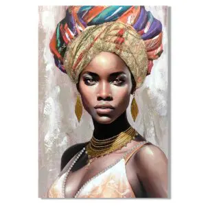 Cuadro de mujer africana de 120 x 80 cm estilo étnico