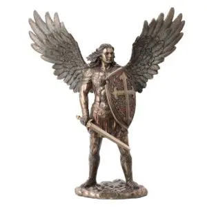 Figura San Miguel con Espada y Escudo de Resina 73 cm