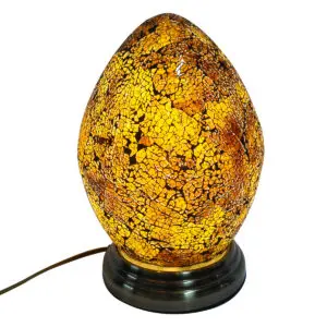 Lámpara huevo ámbar vidrio metal 27 cm