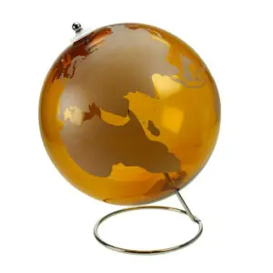 Globo terráqueo decorativo de metal y cristal 25 cm estilo World Map